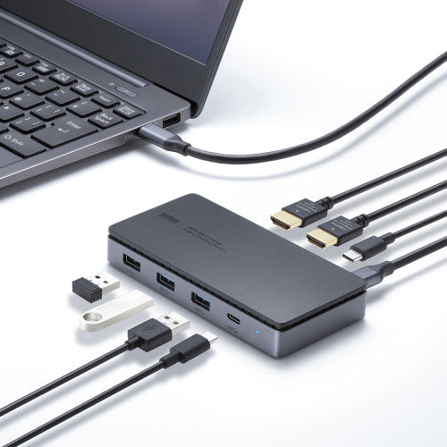 サンワサプライ [USB TypeC] ﾄﾞｯｷﾝｸﾞｽﾃｰｼｮﾝ(2画面対応) USB-CVDK17