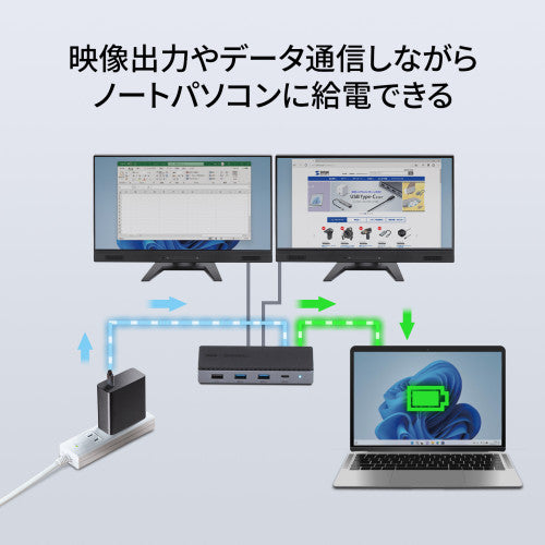 サンワサプライ [USB TypeC] ﾄﾞｯｷﾝｸﾞｽﾃｰｼｮﾝ(2画面/LAN付) USB-CVDK15