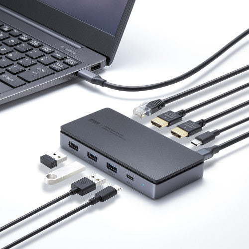サンワサプライ [USB TypeC] ﾄﾞｯｷﾝｸﾞｽﾃｰｼｮﾝ(2画面/LAN付) USB-CVDK15
