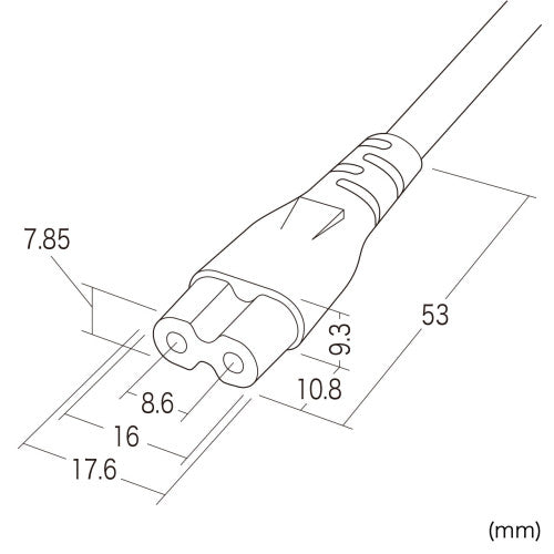 サンワサプライ AC125V/7A  ﾉｰﾄPC用電源コード(2P/2m) KB-DM2S-2