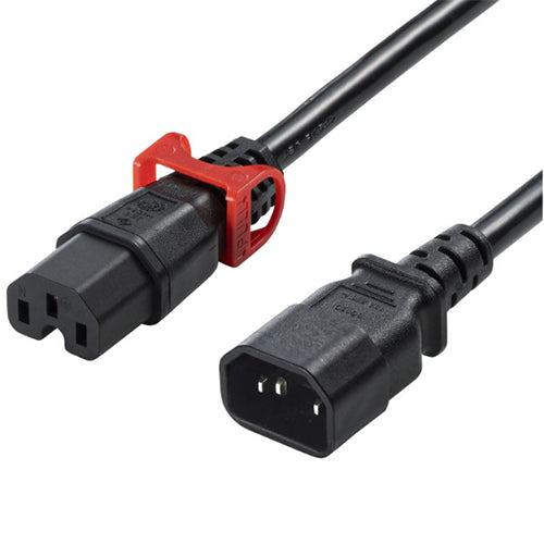 サンワサプライ 250V/15Ax2m 電源ｺｰﾄﾞ(ｻｰﾊﾞ-PC接続/抜止黒 APW15-C14C15LS-2