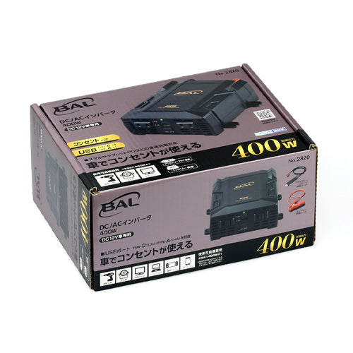 大橋産業（BAL） DC12V→AC100V/400W インバーター No.2820