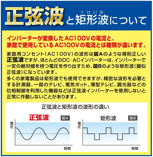 大橋産業（BAL） DC12V→AC100V/3000W 正弦波インバーター No.2814
