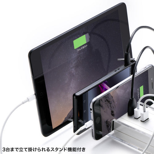 サンワサプライ AC100V/14A/3m ﾀｯﾌﾟ(USB充電ﾎﾟｰﾄ5個付/ｼﾛ TAP-B47UC-3W
