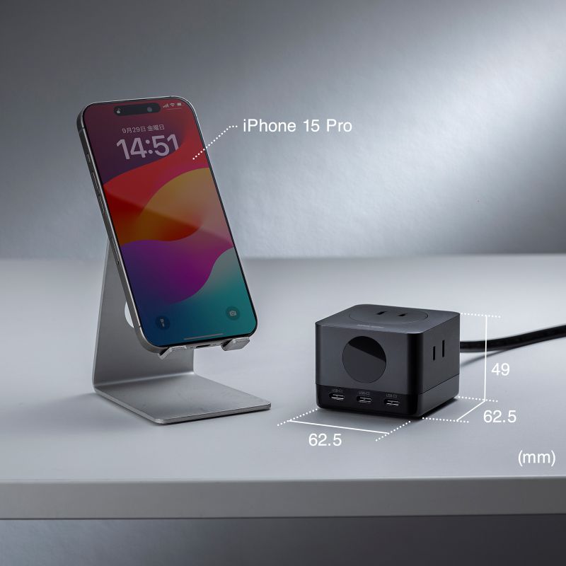 サンワサプライ 125V/10Ax2m ﾓﾊﾞｲﾙﾀｯﾌﾟ(3口/2P 3口/C) TAP-B111C3BK