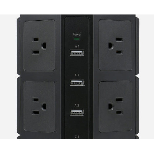 ESCO（エスコ） AC100-125V  タップ(12口/USBﾎﾟｰﾄ/ﾀﾜｰ型) EA815GN-201