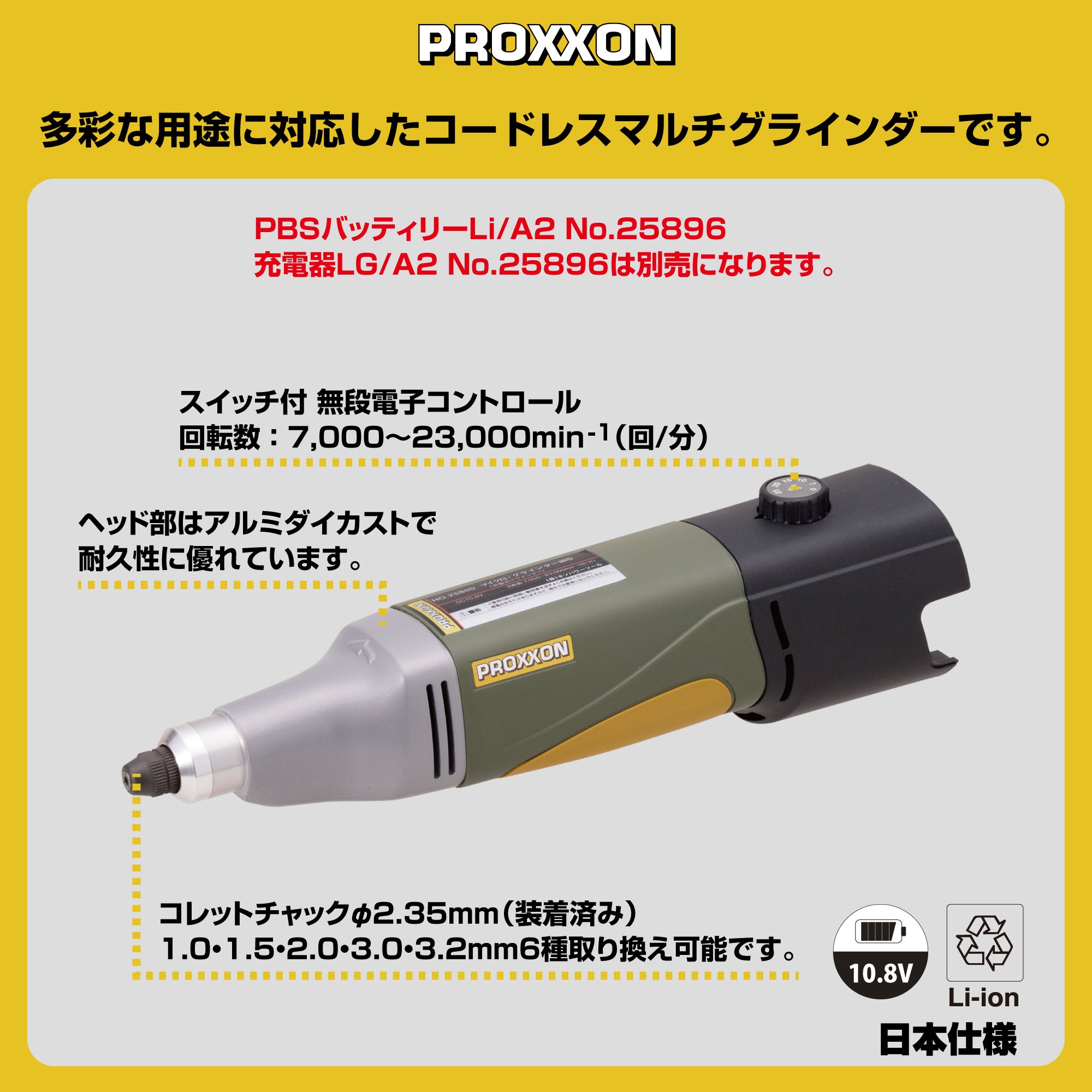 キソパワーツール DC10.8V ﾏｲｸﾛｸﾞﾗｲﾝﾀﾞｰ(充電式/本体のみ) 25802