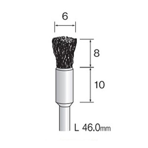 ミニター 6mm /3.0mm軸 ｴﾝﾄﾞ型軸付ﾌﾞﾗｼ(ｽﾃﾝﾚｽ/10本) FC4571