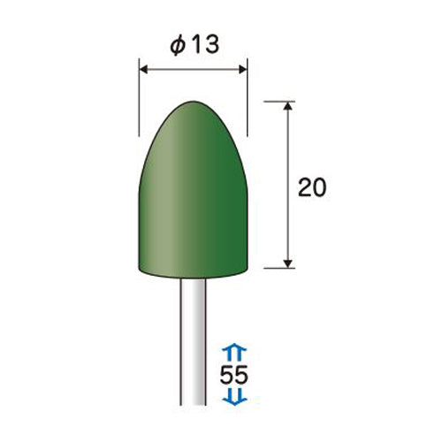 永興電機工業（E-FORCE） 13x20mm/3mm軸 軸付フェルトバフ(酸化ｸﾛﾑ) 7012217