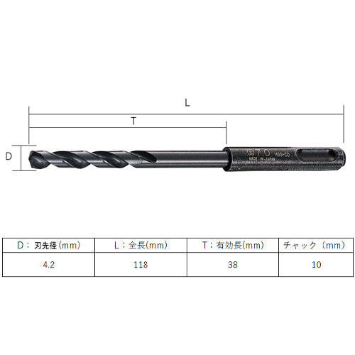 大西工業 4.2x118mm 鉄工用ドリル(SDS/Co-HSS) 027-042