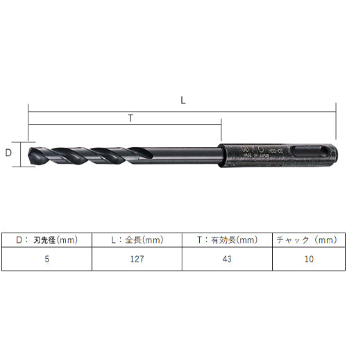 大西工業 5.0x127mm 鉄工用ドリル(SDS/Co-HSS) 027-050