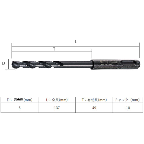 大西工業 6.0x137mm 鉄工用ドリル(SDS/Co-HSS) 027-060