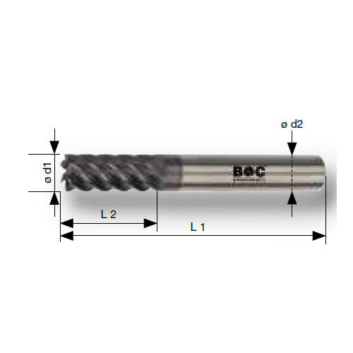 ESCO（エスコ） 4.0x 57mm ｴﾝﾄﾞﾐﾙ(AITiN coat/超硬･6枚刃 EA824SV-4
