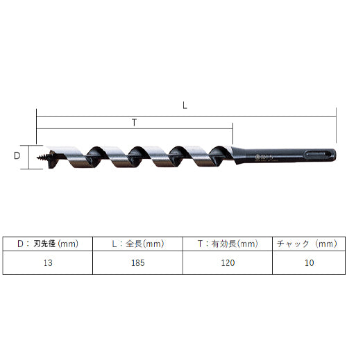 大西工業 13.0x185mm 木工用ドリルビット(SDSプラス) 025-130