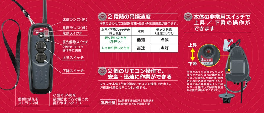 京セラ 60kg/20m 電動ウインチ(ﾜｲﾔﾚｽ･ﾘﾓｺﾝ型) AWI62RCD