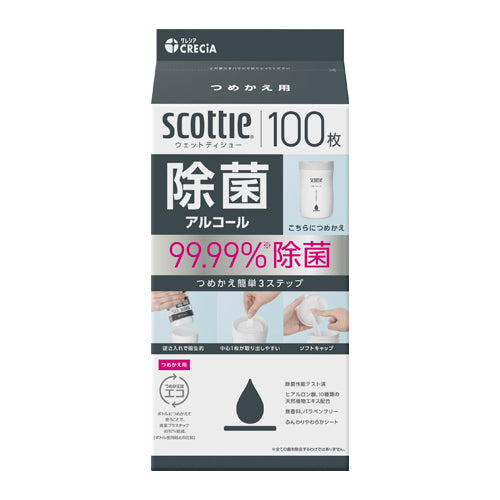 日本製紙クレシア（CRECiA） 130x170mm 除菌ｱﾙｺｰﾙﾃｨｼｭ(詰替用/100枚) 77135