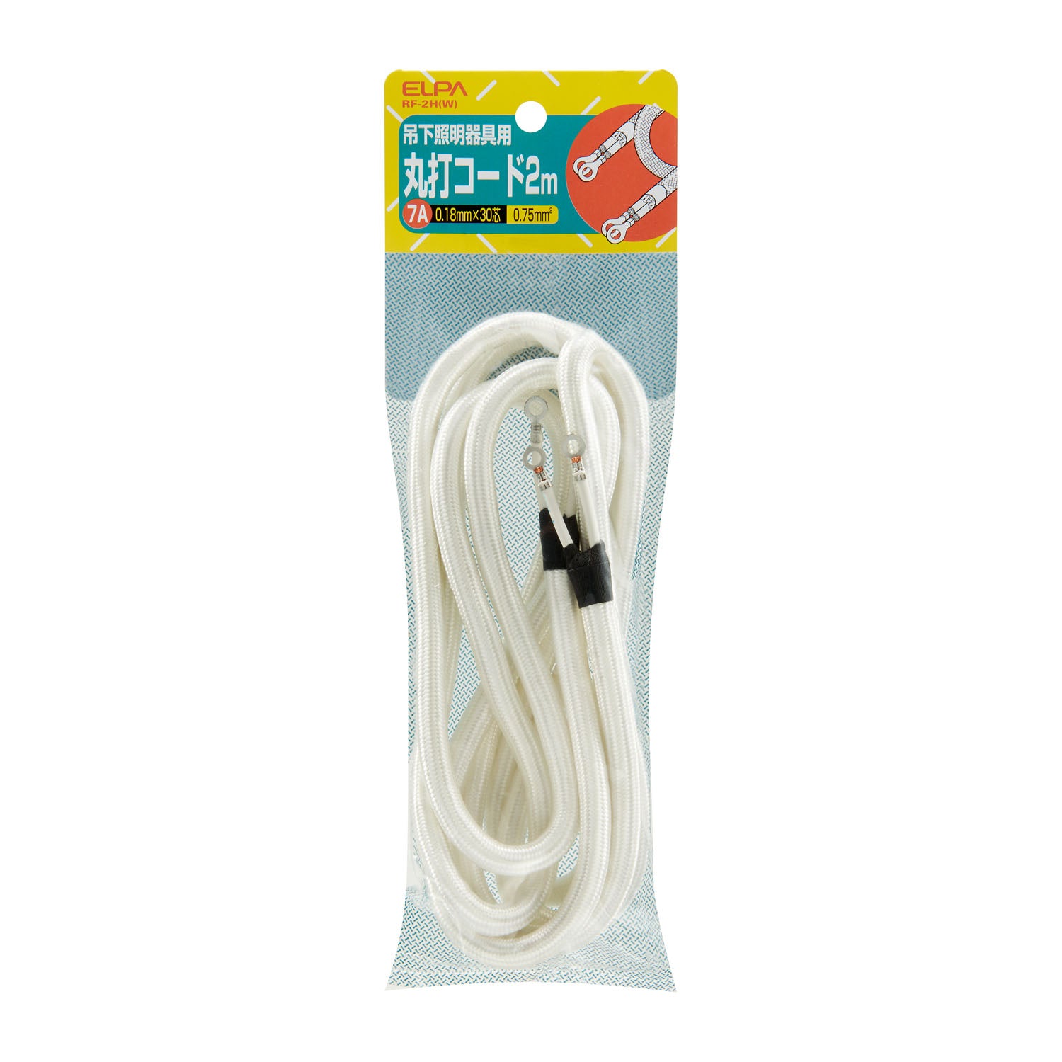 朝日電器（ELPA） 300V/7A/2.0m 丸打ちコード(白) RF-2H(W)