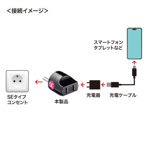 サンワサプライ AC250V/6A  [SEﾀｲﾌﾟ] 海外用変換プラグ TR-AD21