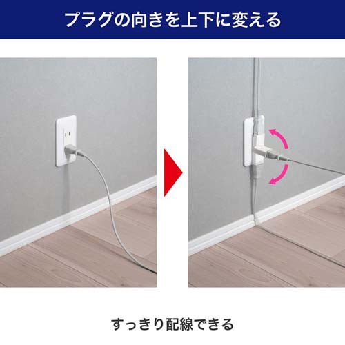 朝日電器（ELPA） AC125V/15A ﾌﾟﾗｸﾞｱﾀﾞﾌﾟﾀｰ(ｽｲﾝｸﾞ/雷ｶﾞｰﾄﾞ付) A-380SB(W)