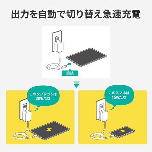 サンワサプライ AC100-240V ＡＣ充電器(USB PD対応/Type-C) ACA-PD102W