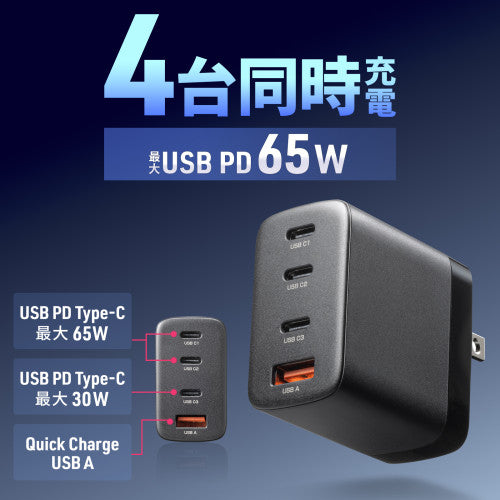 サンワサプライ AC100-240V USB充電器(USB PD) ACA-PD107BK
