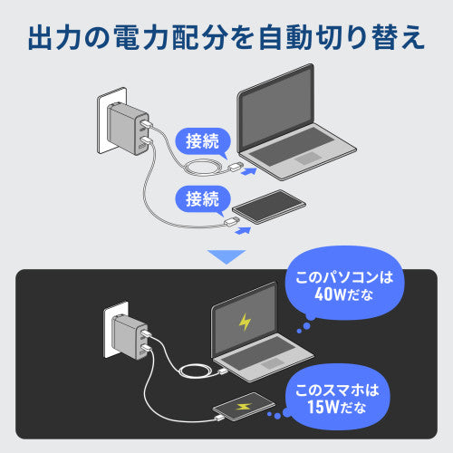 サンワサプライ AC100-240V USB充電器(USB PD) ACA-PD107BK