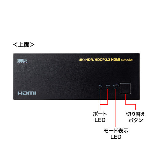 サンワサプライ HDMI切替器(2入力1出力/4K) SW-HDR21LN