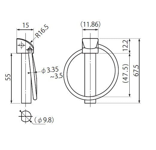 ESCO（エスコ） 10×55mm リンチピン(三価ﾎﾜｲﾄ/3本) EA949PL-10