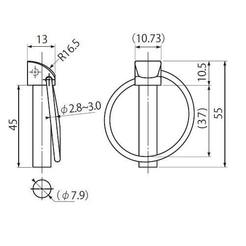 ESCO（エスコ） 8.0×45mm リンチピン(三価ﾎﾜｲﾄ/3本) EA949PL-8