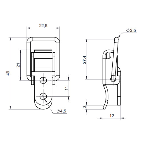 ESCO（エスコ） 49x22.5mm パッチン(ｽﾃﾝﾚｽ製) EA951BR-106A