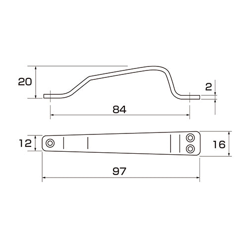 ESCO（エスコ） 97x20mm 公団型三ツ穴取手(ｽﾃﾝﾚｽ製/2個) EA951CD-96A