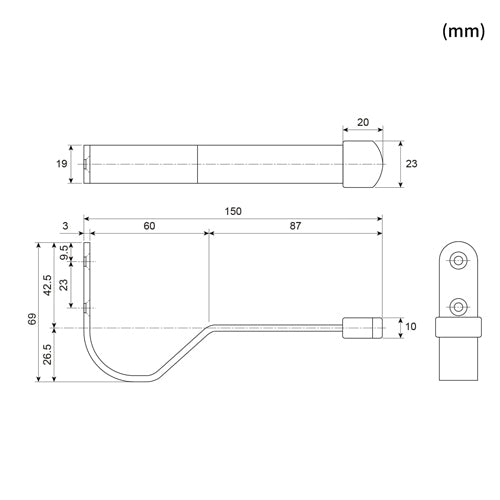 ESCO（エスコ） 150mm 戸当り(ｽﾃﾝﾚｽ製/ﾌｯｸ付/ｸﾞﾚｰ) EA951LF-34