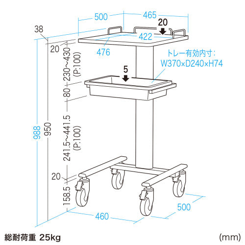 サンワサプライ 465x500x988mm  [立作業用]PCラック RAC-HP17