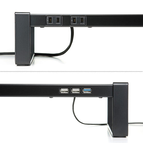 サンワサプライ 1000x257x 89mm ﾓﾆﾀｰｽﾀﾝﾄﾞ(電源ﾀｯﾌﾟ/USBﾊﾌﾞ MR-LC206BKN