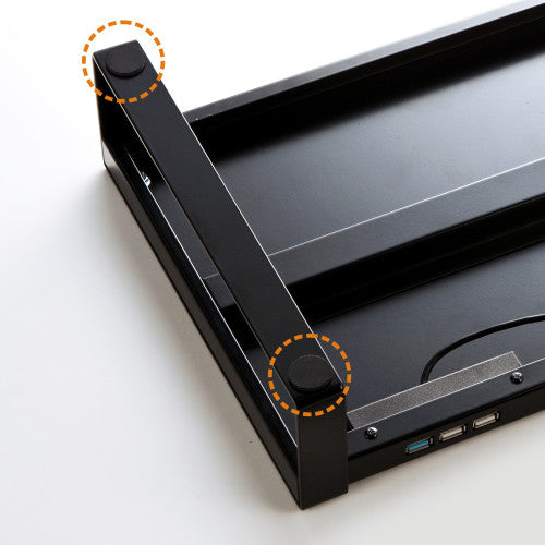 サンワサプライ 1000x257x 89mm ﾓﾆﾀｰｽﾀﾝﾄﾞ(電源ﾀｯﾌﾟ/USBﾊﾌﾞ MR-LC206BKN