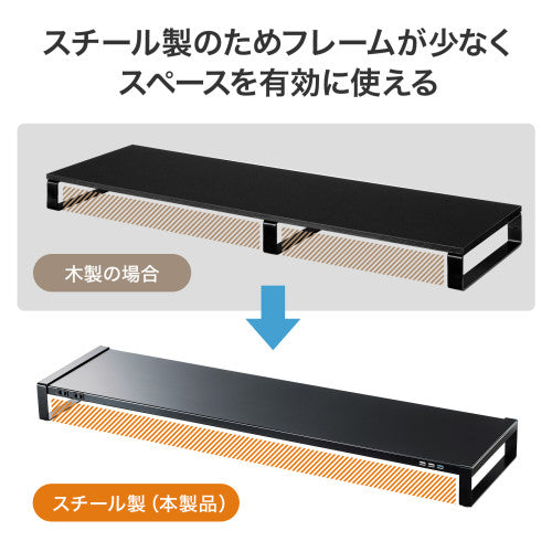 サンワサプライ 1000x257x 89mm ﾓﾆﾀｰｽﾀﾝﾄﾞ(電源ﾀｯﾌﾟ/USBﾊﾌﾞ MR-LC206BKN