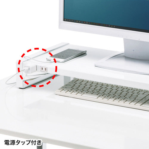 サンワサプライ 1000x257x 89mm ﾓﾆﾀｰｽﾀﾝﾄﾞ(電源ﾀｯﾌﾟ/USBﾊﾌﾞ MR-LC206WN