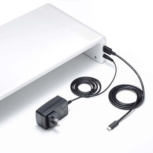 サンワサプライ 520x200x80mmﾓﾆﾀｰｽﾀﾝﾄﾞ(USBﾊﾌﾞAx2,C白) MR-LC210CHW