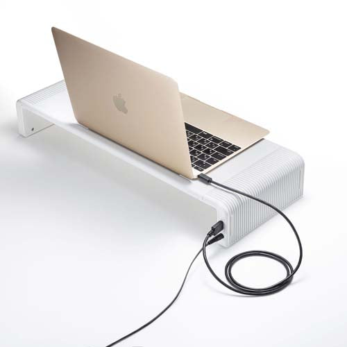 サンワサプライ 520x200x80mmﾓﾆﾀｰｽﾀﾝﾄﾞ(USBﾊﾌﾞAx2,C白) MR-LC210CHW
