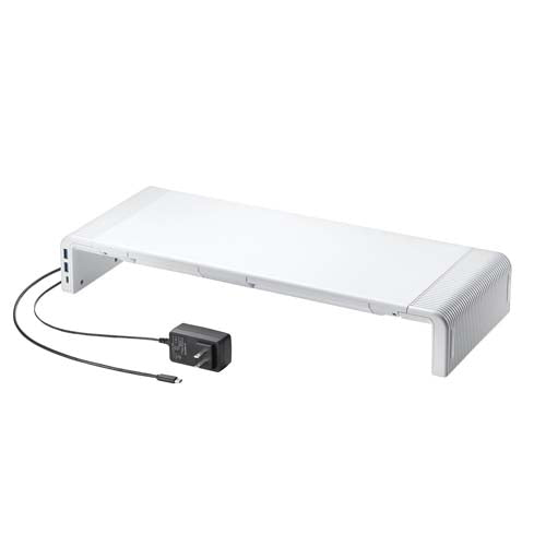 サンワサプライ 520x200x80mmﾓﾆﾀｰｽﾀﾝﾄﾞ(USBﾊﾌﾞAx2,C白) MR-LC210CHW