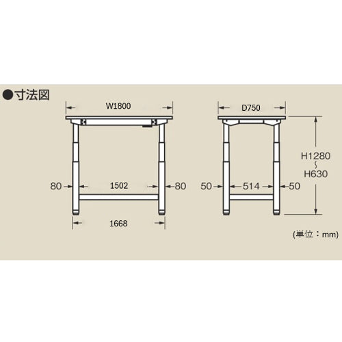 サカエ 1800x750x630-1280mm/250kg 作業台(電動式) DKN-187IMW