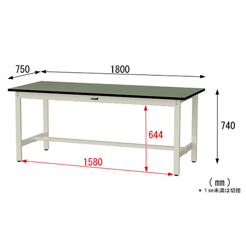 山金工業 1800x750x740mm/300kg ワークテーブル SWR-1875-GI