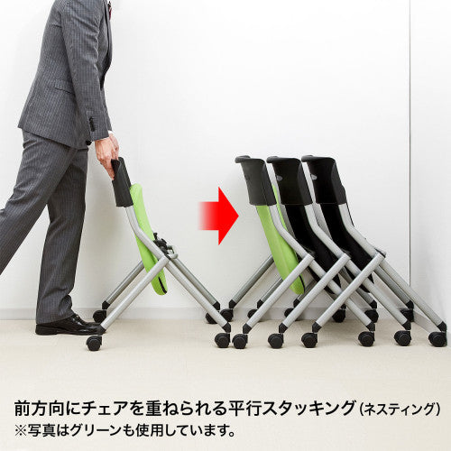 サンワサプライ 折畳み椅子(ｷｬｽﾀｰ付/ﾌﾞﾗｯｸ) SNC-ST6BK