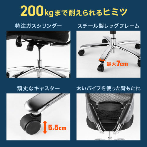 サンワサプライ ビジネスチェアー(高耐荷重/ﾌﾞﾗｯｸ) SNC-NET23BK