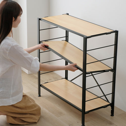 アイリスオーヤマ（IRIS OHYAMA） 760x345x802mm 連結式ｽﾁｰﾙﾗｯｸ(木天板) KRSR-3