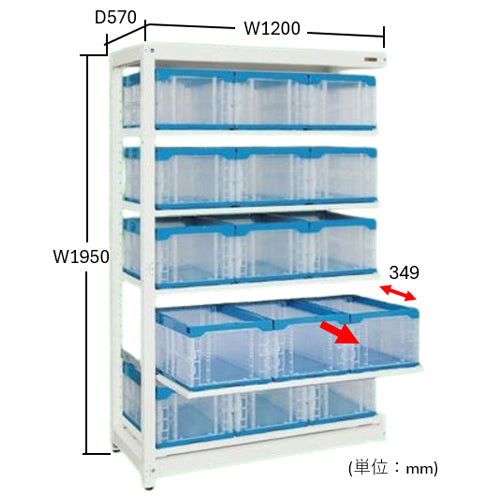 サカエ 1200x570x1950mm ｺﾝﾃﾅﾌﾟﾙﾗｯｸ(30L/連結用) MR-1930B2LR