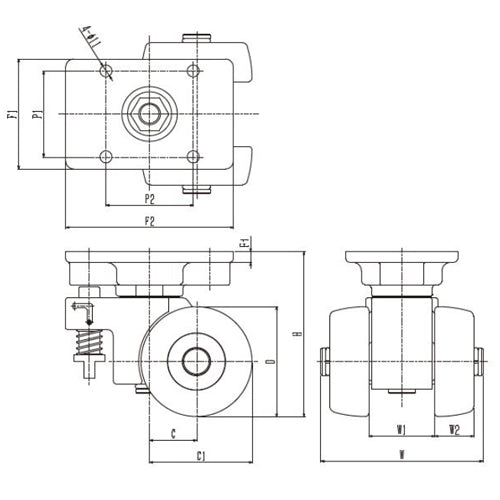 東海キャスター 100mm/1.4t ｷｬｽﾀｰ(自在固定兼用/MCﾅｲﾛﾝ) GP100
