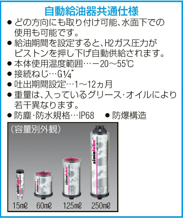 シマテック（simatec） 125ml オイル自動給油器(ﾁｪｰﾝ用) SL14-125