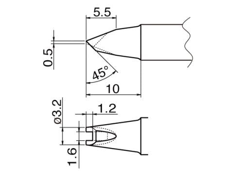 白光（HAKKO） φ3.2mm 交換用こて先 (EA304AP用) T20-1611