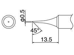 白光（HAKKO） φ0.5mm こて先 (EA304HD-50B・-50C用) T18-C05